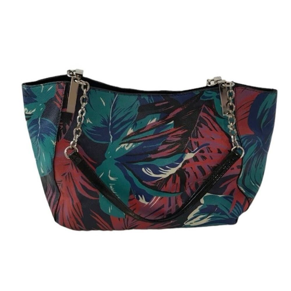 Boutique tropical botanical satchel handbag